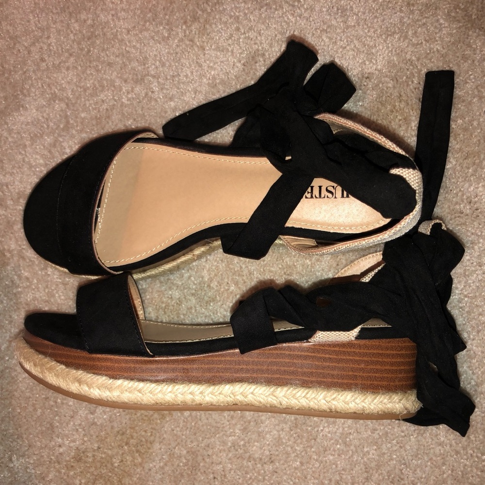 Black tie up espadrilles